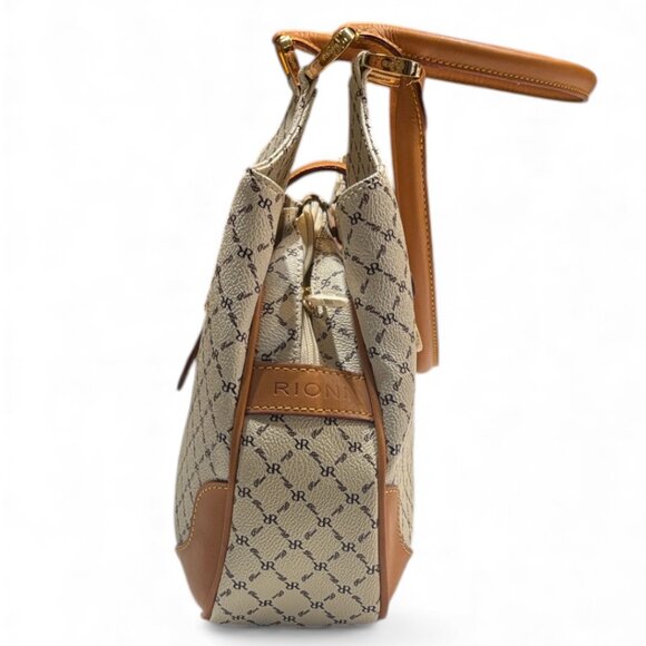 Rioni Madeleine Large Buckle Satchel Monogram Brown Leather   NWOT - Picture 13 of 14